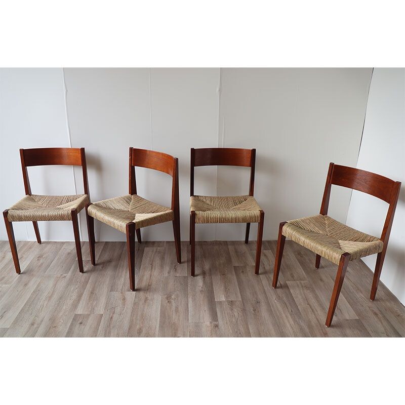 Set of 4 Scandinavian vintage teak chairs by Poul Cadovius, 1960