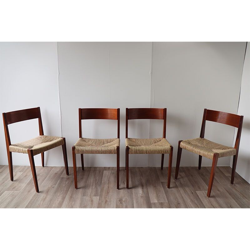 Set di 4 sedie scandinave vintage in teak di Poul Cadovius, 1960