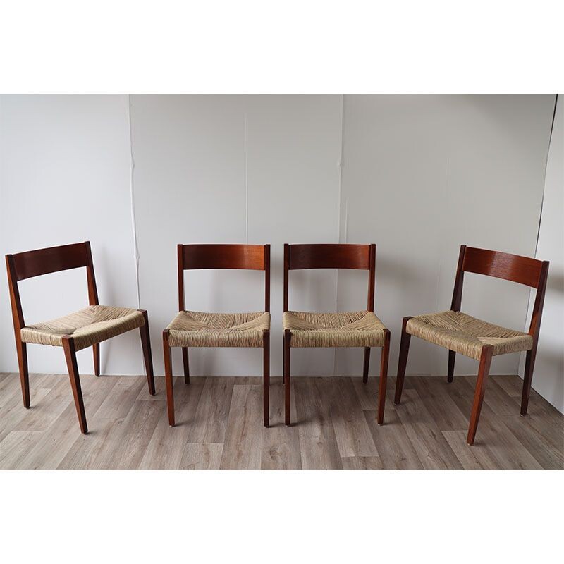 Set of 4 Scandinavian vintage teak chairs by Poul Cadovius, 1960