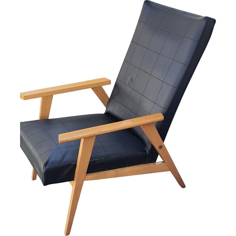 Cadeira de braços escandinava em skai preto