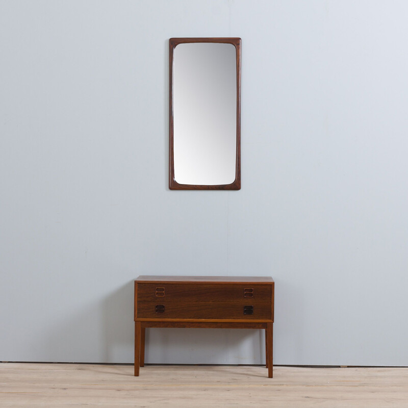 Vintage rosewood hall chest of drawers with mirror, Denmark 1960