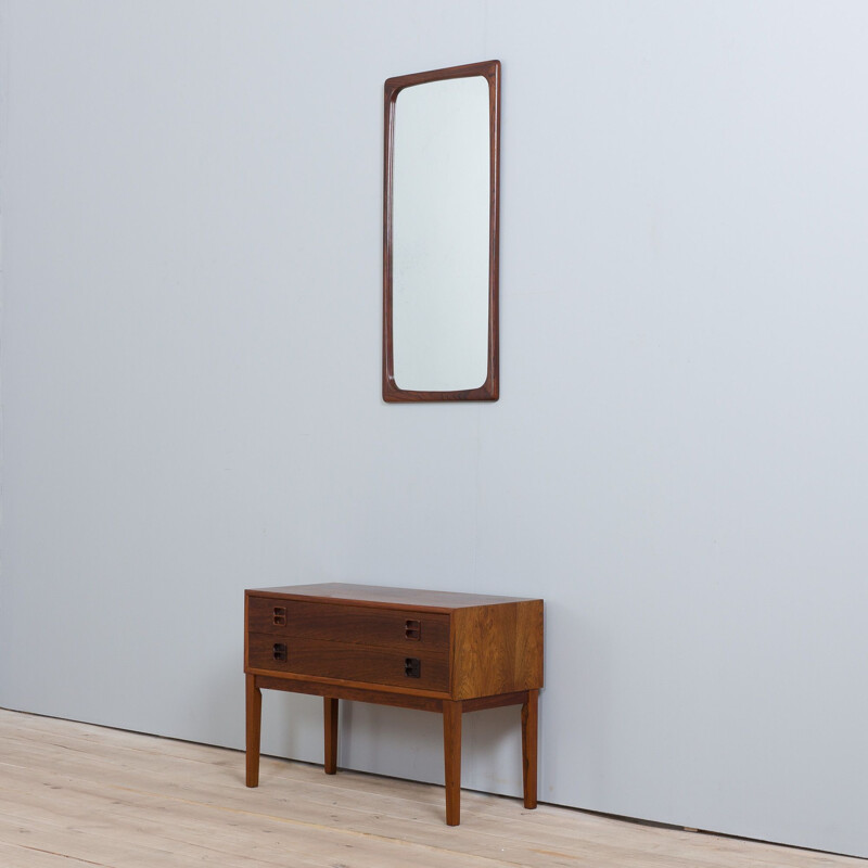Vintage rosewood hall chest of drawers with mirror, Denmark 1960