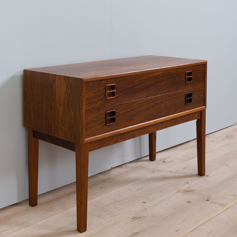 Vintage rosewood hall chest of drawers with mirror, Denmark 1960