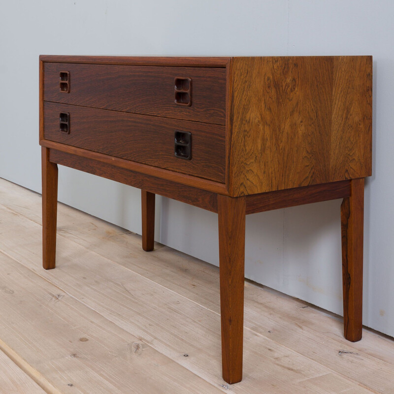 Vintage rosewood hall chest of drawers with mirror, Denmark 1960