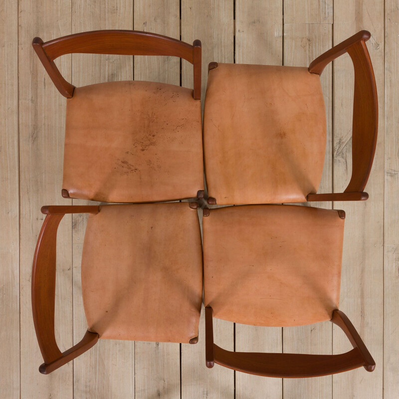 Set of 4 vintage chairs Gs60 by Arne Wahl Iversen for Glyngøre Stolefabrik, Denmark 1960