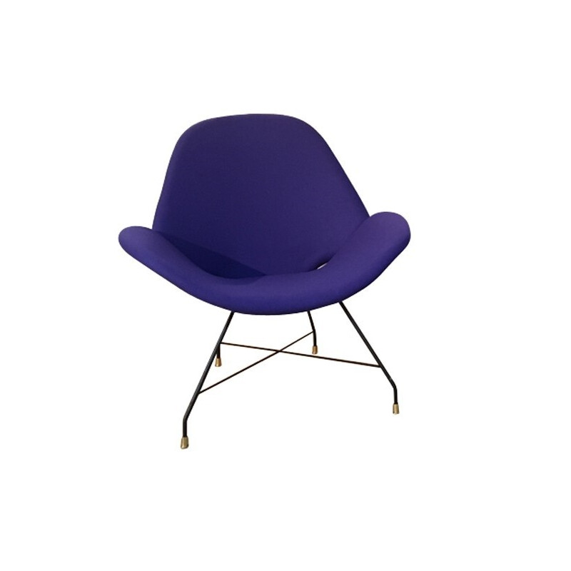 Fauteuil en tissu bleu, Augusto BOZZI - 1960