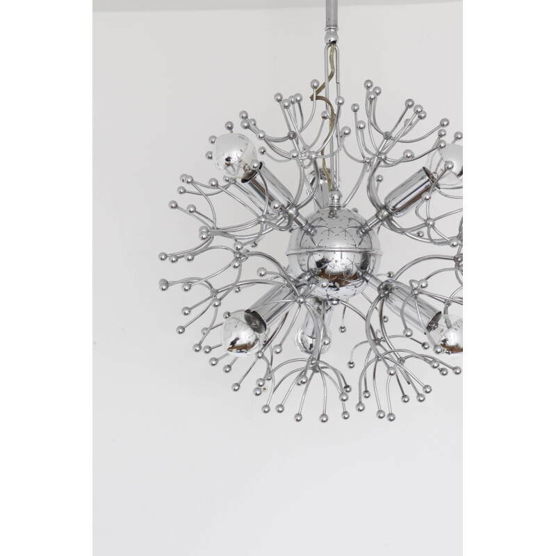 Vintage chrome-plated Sputnik chandelier by Gaetano Sciolari, Italy 1960