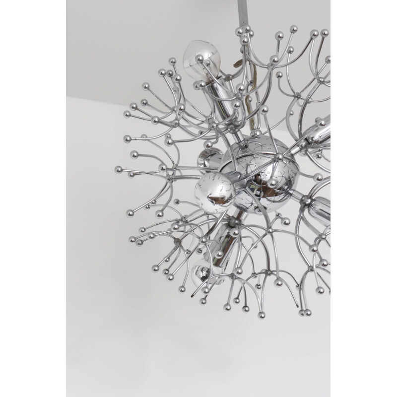 Vintage chrome-plated Sputnik chandelier by Gaetano Sciolari, Italy 1960