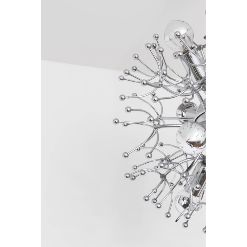 Vintage chrome-plated Sputnik chandelier by Gaetano Sciolari, Italy 1960