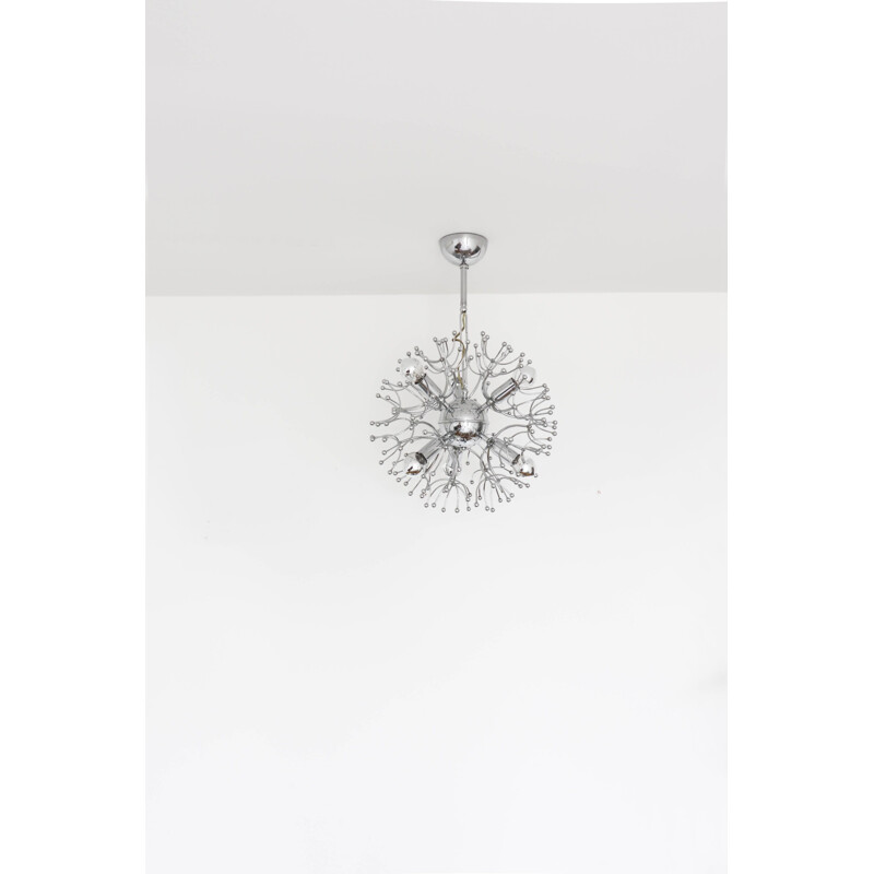 Vintage chrome-plated Sputnik chandelier by Gaetano Sciolari, Italy 1960