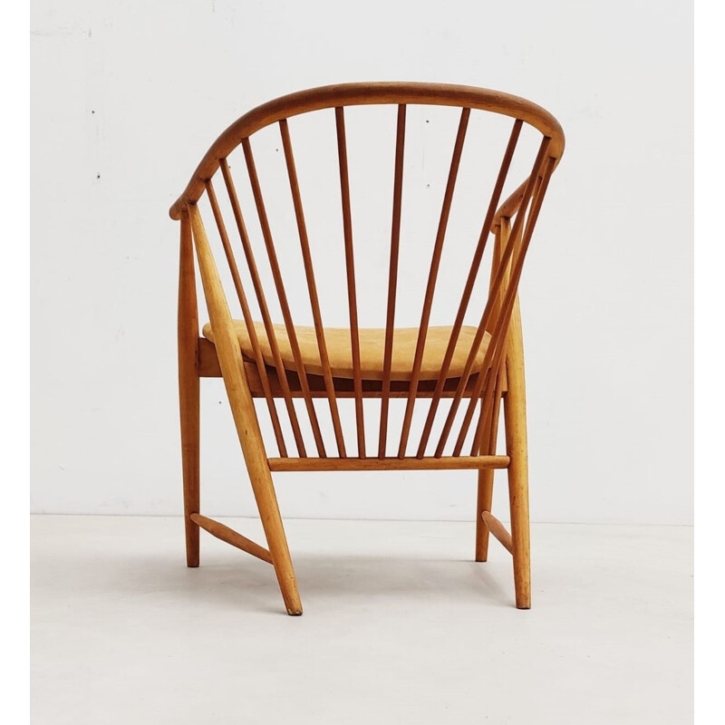 Mid-century wooden armchair model "Sun feather" by Sonna Rosen for Nassjo Stolfabrik, Sweden 1948