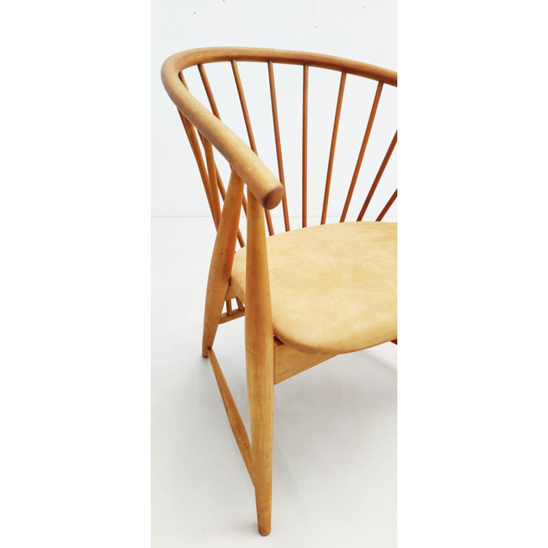 Vintage houten fauteuil model "Plume de soleil" van Sonna Rosen voor Nassjo Stolfabrik, Zweden 1948