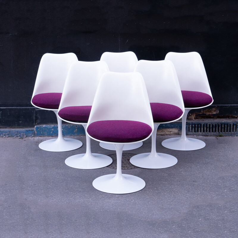 Conjunto de 6 cadeiras de tulipas vintage da Eero Saarinen para Knoll, 1970