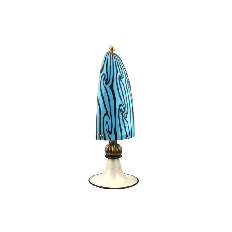 Lámpara de mesa vintage de cristal de Murano, Italia 1970