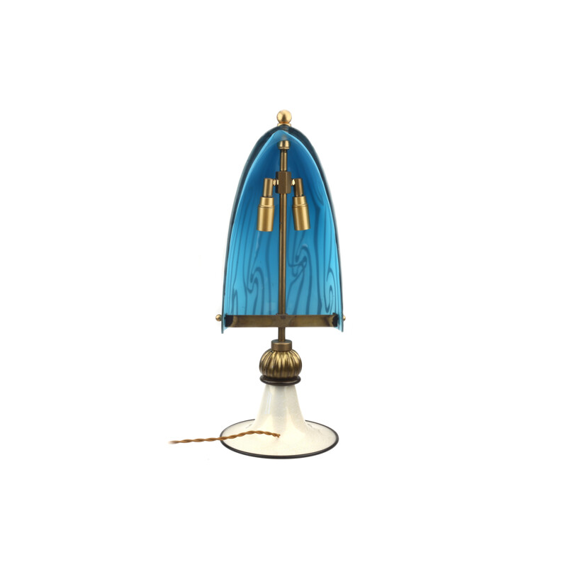 Lámpara de mesa vintage de cristal de Murano, Italia 1970