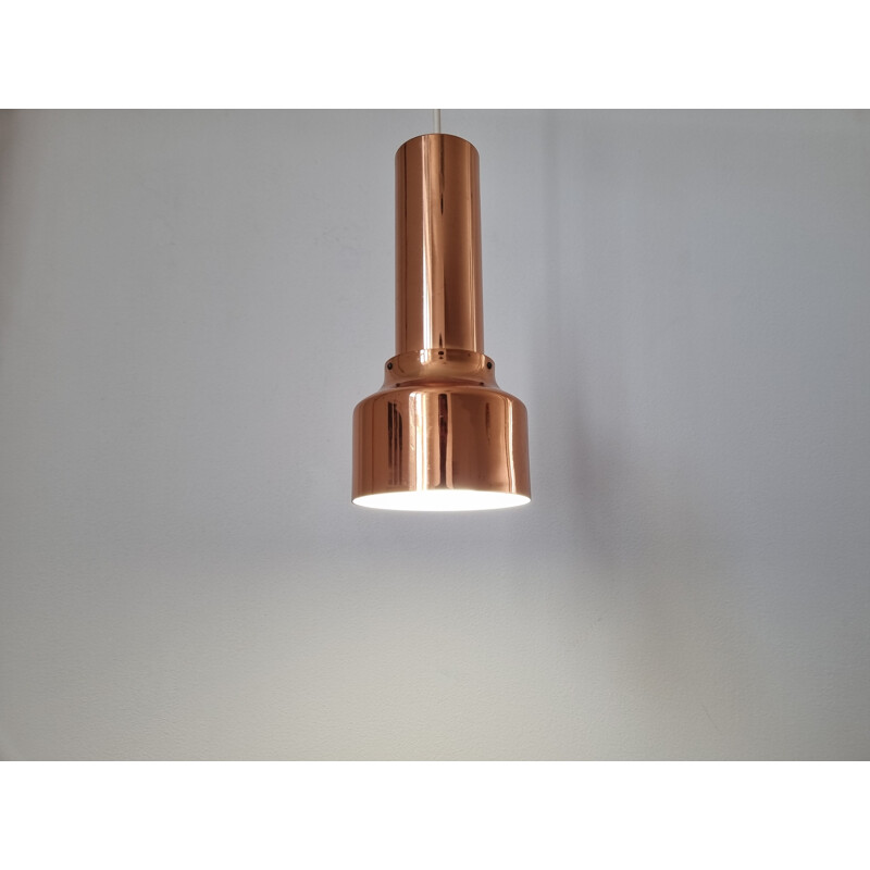 Set of 4 mid century copper pendant lamps, Denmark 1970s