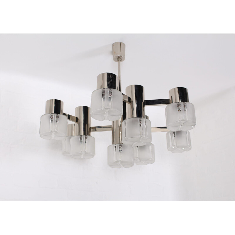 Vintage Italian glass chandelier by Gaetano Sciolari for Mazzega, 1970