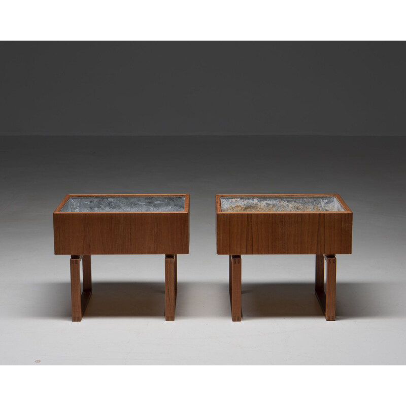 Pair of vintage teak planters by Kai Kristiansen for Salin Mobler, Denmark 1960