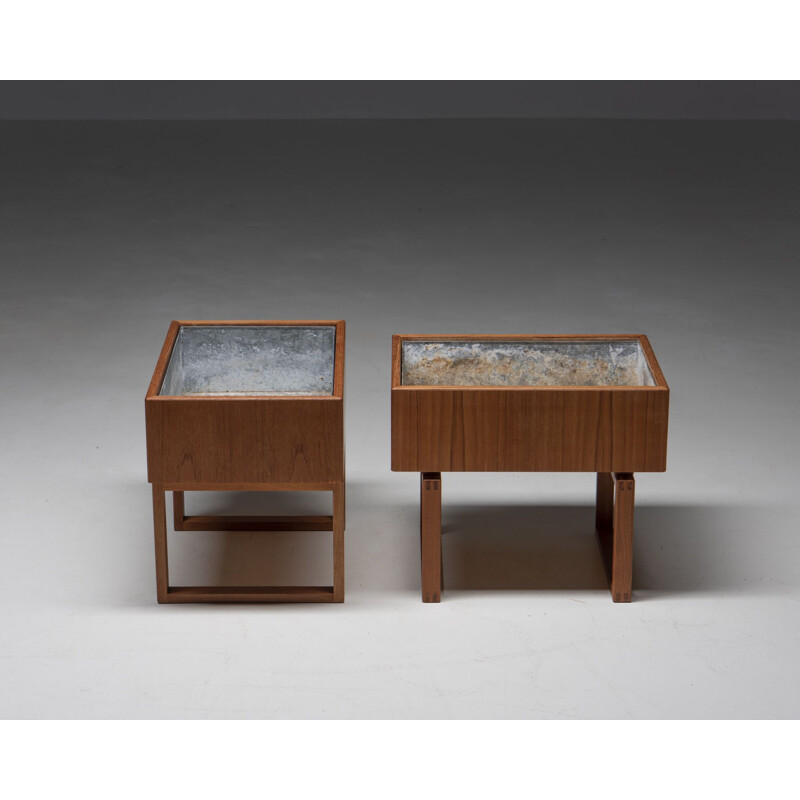 Pair of vintage teak planters by Kai Kristiansen for Salin Mobler, Denmark 1960