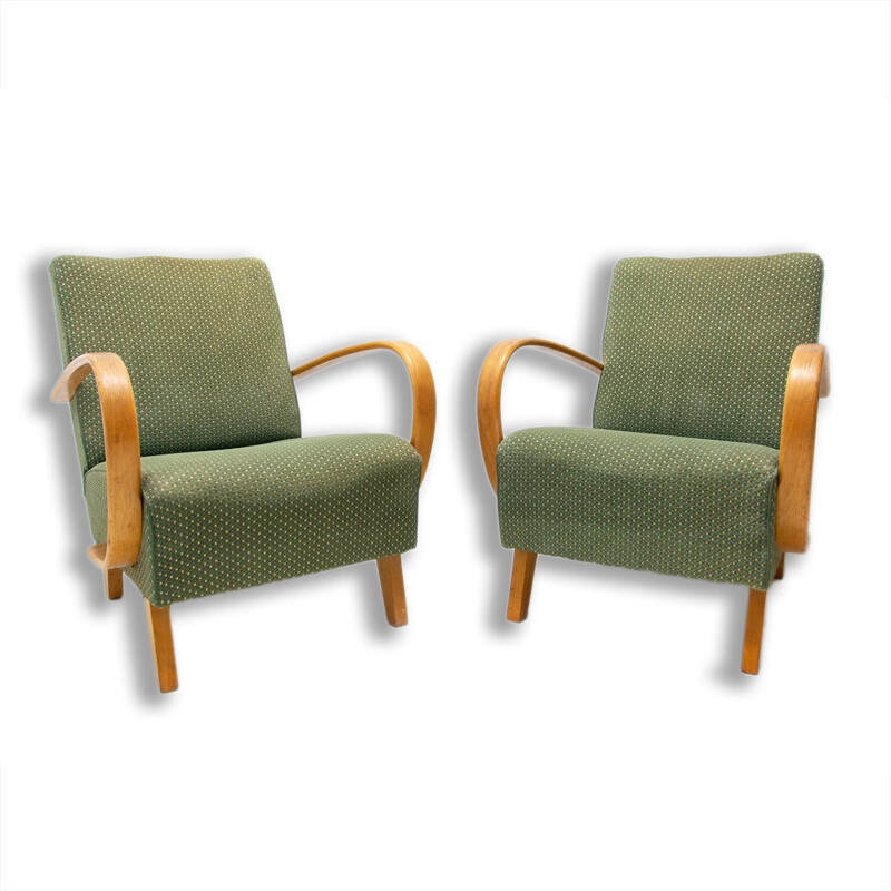 Pair of vintage bentwood armchairs by Jindřich Halabala for Up Závody, 1950s