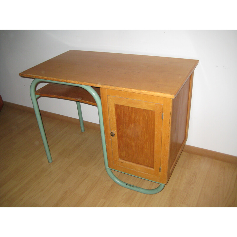 School desk in oak and metal - 1950s