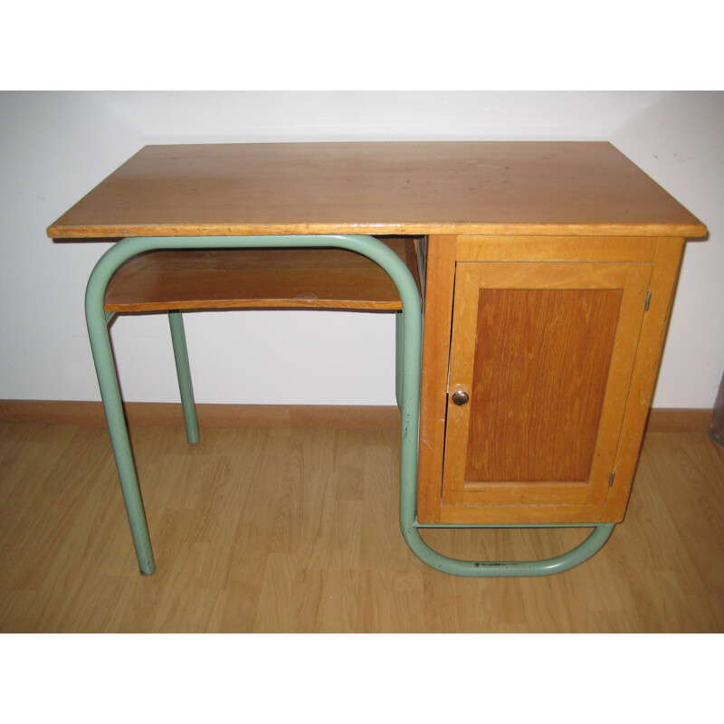 School desk in oak and metal - 1950s