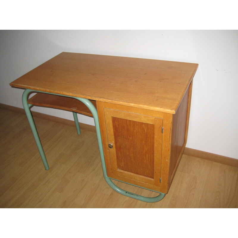 School desk in oak and metal - 1950s