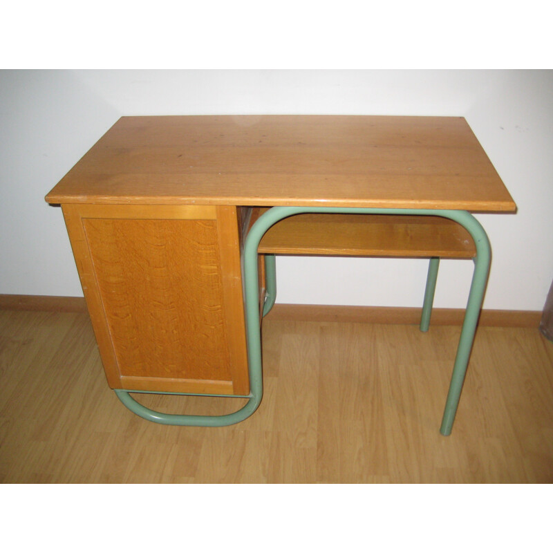 School desk in oak and metal - 1950s