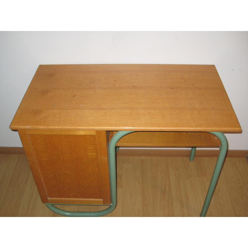 School desk in oak and metal - 1950s