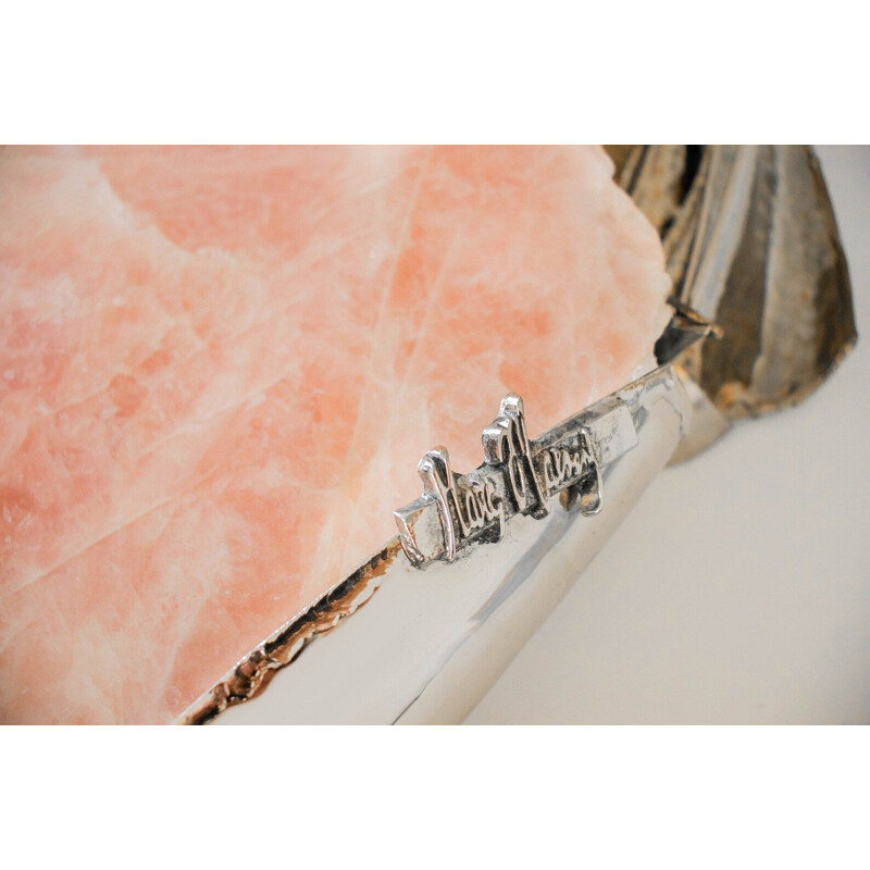 Aplique vintage con escultura de cuarzo rosa de Marc D'haenens