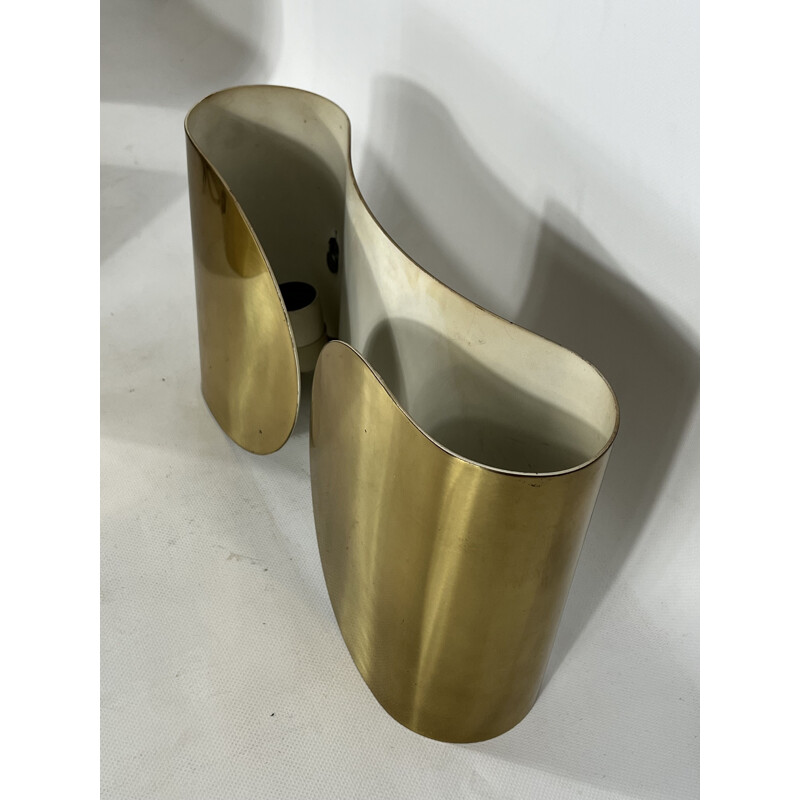 Set of 3 vintage solid brass Foglio wall lamps by Tobia Scarpa for Flos, Italy 1966
