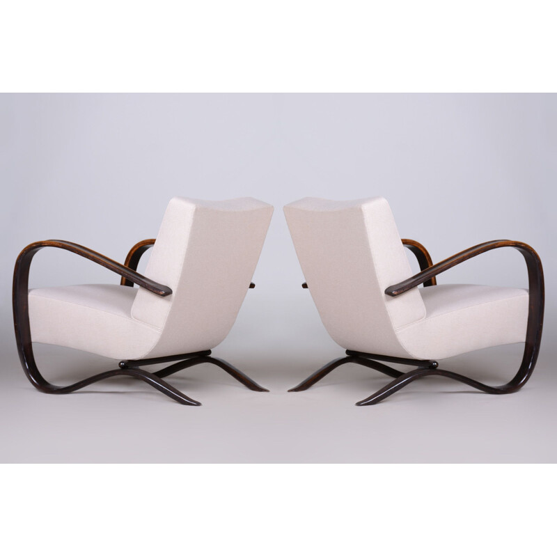 Pair of vintage white armchairs by Halabala for Up Zavody, Czechoslovakia 1930