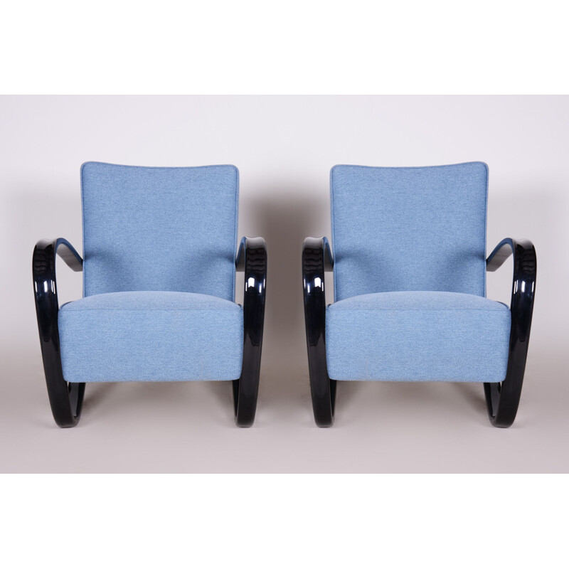 Paire de fauteuils vintage bleus par Halabala pour Up Zavody, Tchécoslovaquie 1930