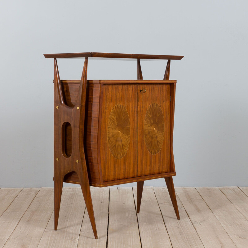 Armoire à linge vintage avec incrustations de noyer par Vittorio Dassi, Italie 1950