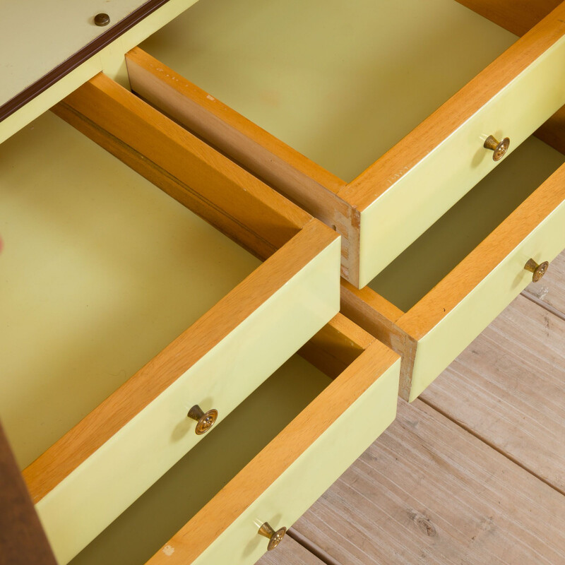 Vintage linen cabinet with walnut inlays by Vittorio Dassi, Italy 1950