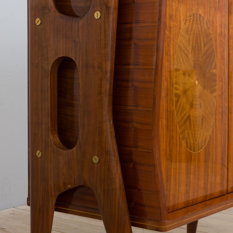 Vintage linen cabinet with walnut inlays by Vittorio Dassi, Italy 1950