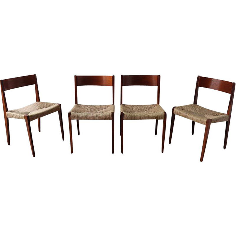 Lot de 4 chaises scandinave vintage en teck de Poul Cadovius, 1960