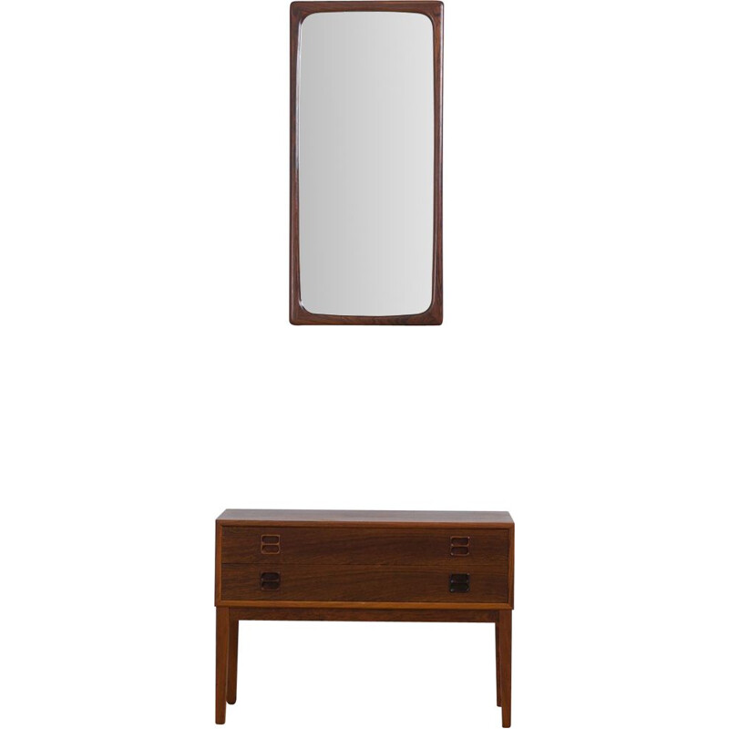 Vintage rosewood hall chest of drawers with mirror, Denmark 1960