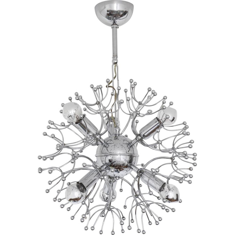 Vintage chrome-plated Sputnik chandelier by Gaetano Sciolari, Italy 1960