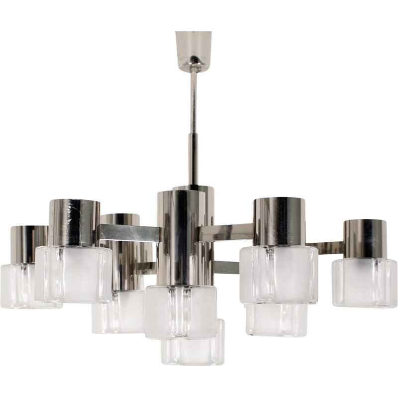 Vintage Italian glass chandelier by Gaetano Sciolari for Mazzega, 1970