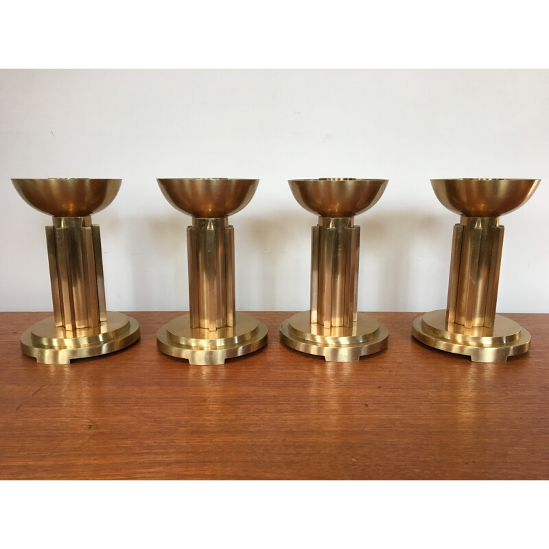Set of 4 brass candlestick - 1940s