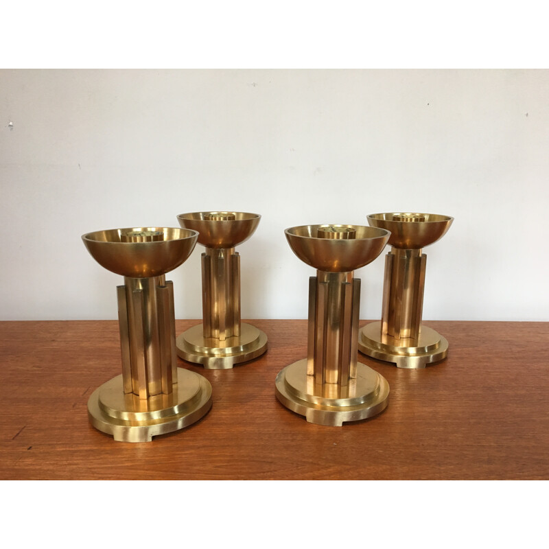 Set of 4 brass candlestick - 1940s