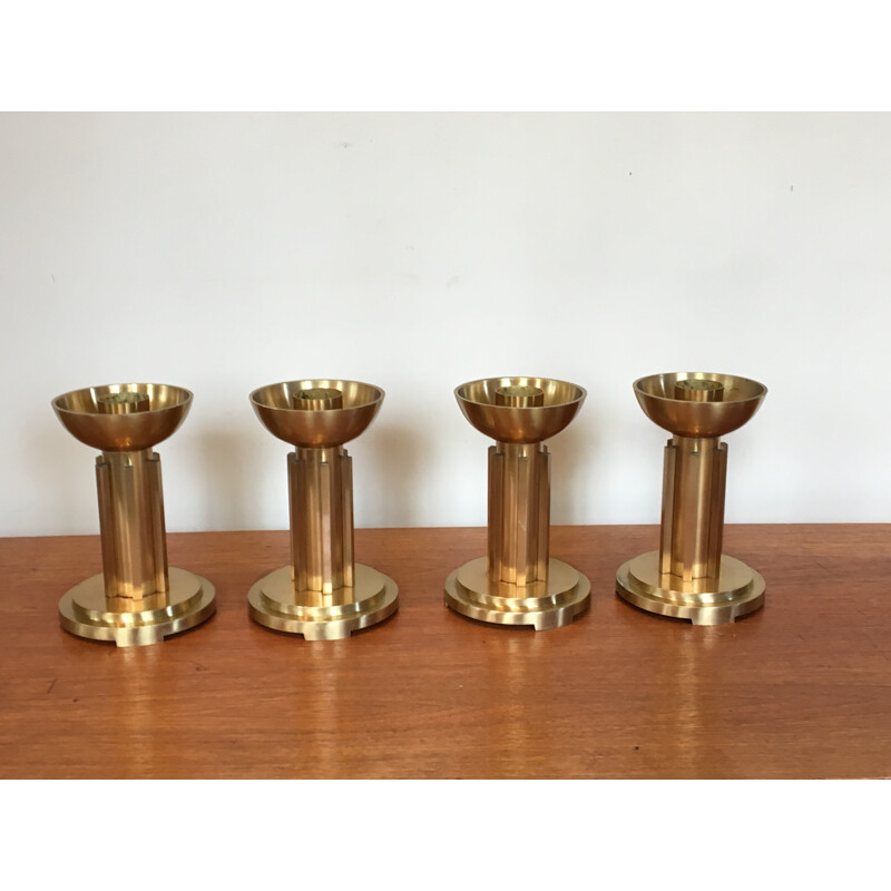 Set of 4 brass candlestick - 1940s