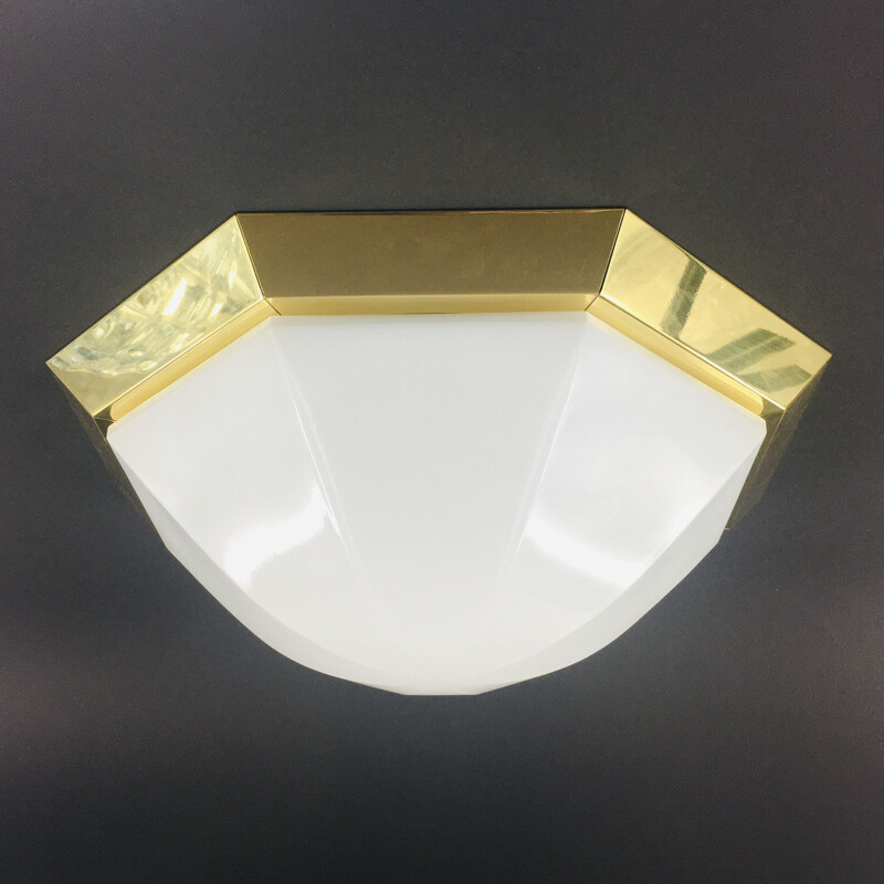 Vintage glass ceiling light from Limburg, Germany 1970