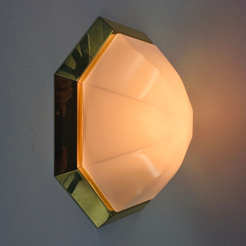Vintage glazen plafondlamp uit Limburg, Duitsland 1970
