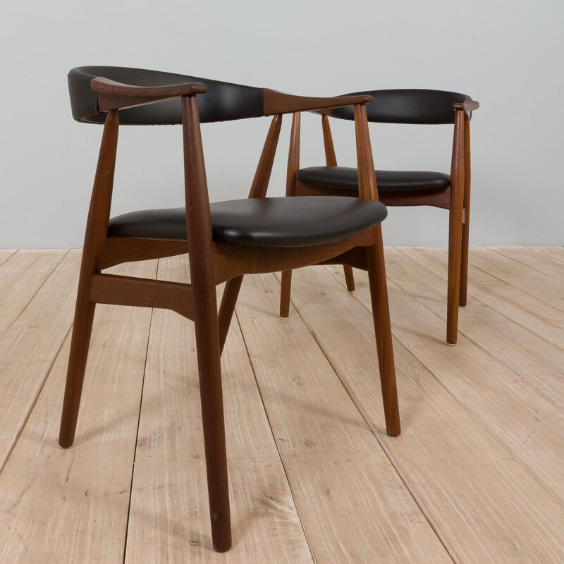 Pair of vintage model 213 armchairs by Th Harlev for Farstrup Møbler, Denmark 1950s