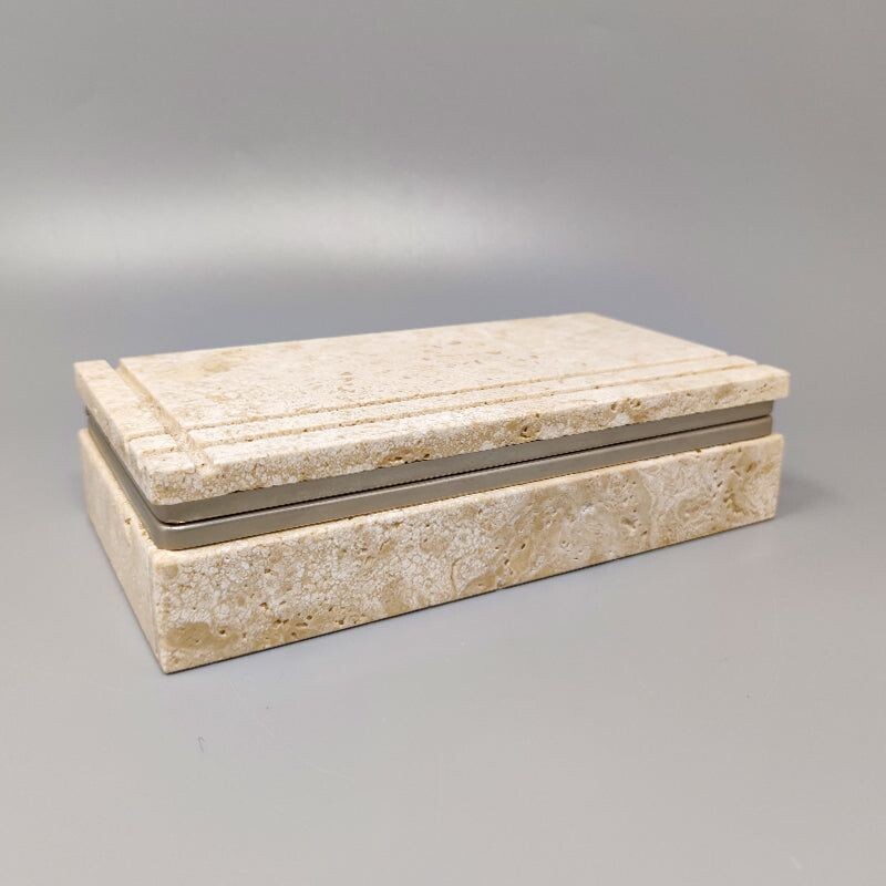 Vintage travertine box by Enzo Mari for F.lli Mannelli, 1970s