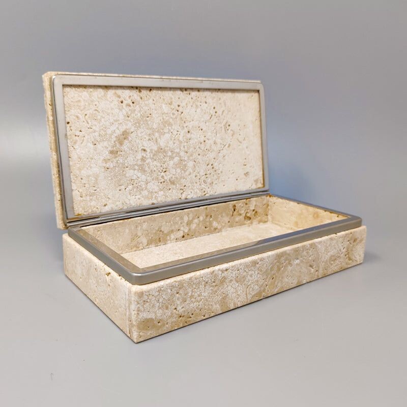 Vintage travertine box by Enzo Mari for F.lli Mannelli, 1970s