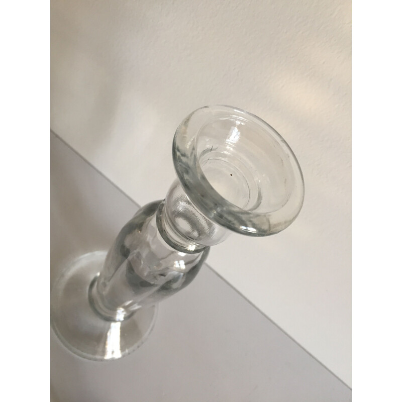 Set of 3 vintage glass and metal candle holders