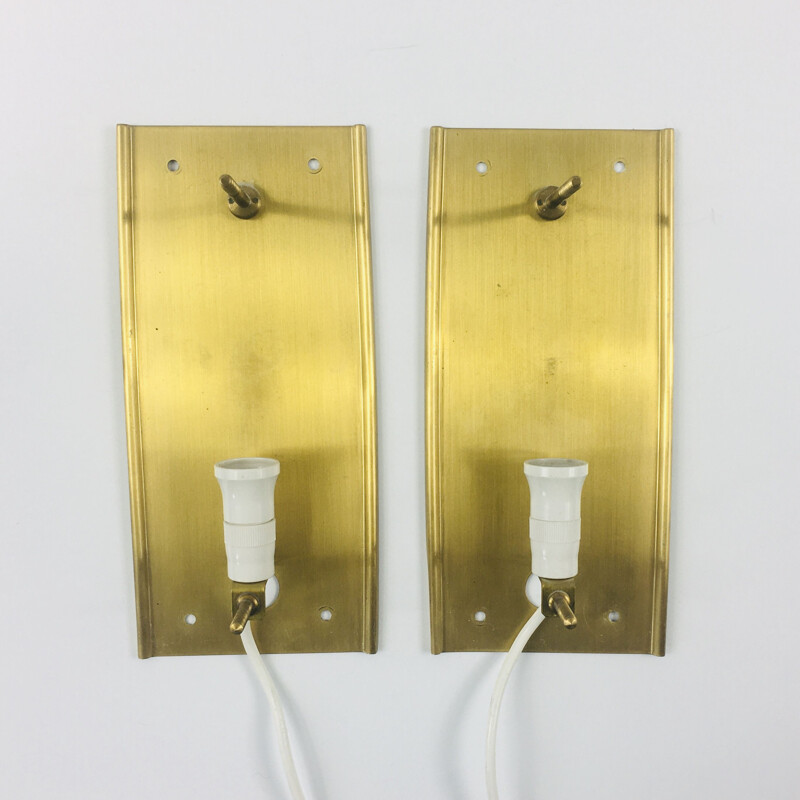 Pair of vintage Scandinavian glass wall lamps by Carl Fagerlund for Orrefors, Sweden 1960s